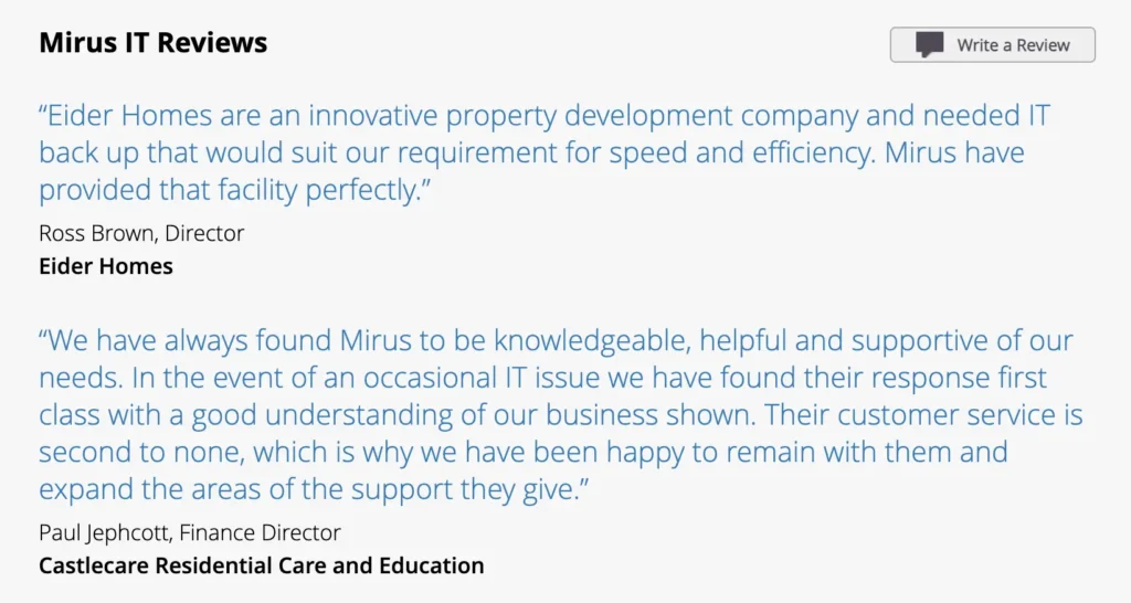 Mirus IT feedback